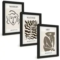 Tulup BILDER SET 3er Set - 20x30 cm Schwarzer Rahmen - Stilvolle Grafiken, Linien, Zeichen