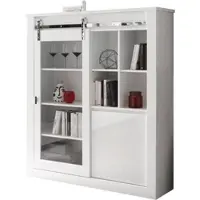 Furn.Design VITRINE weiß Hochglanz 133 x 153 cm, Vitrinenschrank inklusive LED-Beleuchtung, Soft-Close