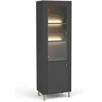 Beautysofa VITRINE Monta mit 2 Türen und LED-Beleuchtung, Schwarz