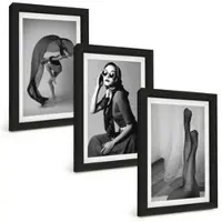 Tulup BILDER SET 3er Set - 20x30 cm Schwarzer Rahmen - Schwarz-Weiß-Porträts von Frauen