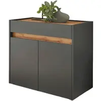 Furn.Design FLURKOMMODE grau matt, Eiche Wotan 80 cm, Schuhschrank mit Schubkästen