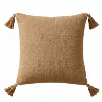 Homescapes DEKOKISSEN Musselin mokka mit Quasten, 45/45 cm