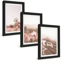 Tulup BILDER SET 3er Set - 20x30 cm Schwarzer Rahmen - Sommerlandschaften mit Wildblumenwiesen