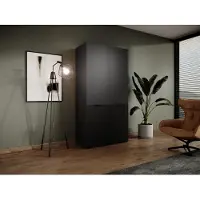 Masseno Drehtürenschrank ATELIO 101/200/51 cm Moderner Kleiderschrank für Schlafzimmer 2-türig Schwarz
