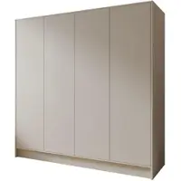 Masseno Drehtürenschrank VELAR 200/200/51 cm Modern Kleiderschrank 4-türig Kaschmir