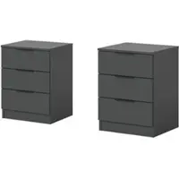 Inn.Furn NACHTTISCH 2er Set grau 45 x 60 cm, Nachtkommode in Komforthöhe