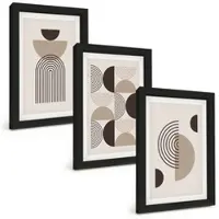 Tulup BILDER SET 3er Set - 20x30 cm Schwarzer Rahmen - Abstrakte Minimalismusmuster