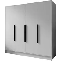 Masseno Drehtürenschrank BERON 200/200/51 cm Modern Kleiderschrank 4-türig Weiß