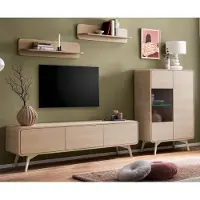 Furn.Design Wohnwand "Elverum" in Eiche natur Wohnkombination skandinavisch 4-teilig 290 cm, mit Push-to-Open