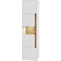 Furn.Design AKTENSCHRANK Weiß matt, Eiche Wotan 50 x 200 cm, Büroschrank mit viel Stauraum und 5 OH