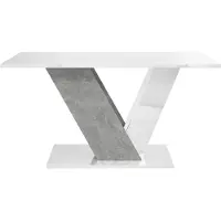 Mirjan 24 Couchtisch Dubai, Wohnzimmer Kaffeetisch (Farbe: Weiß Hochglanz / Beton)