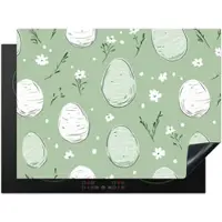 MuchoWow HERDABDECKPLATTE Grün - Eier - Muster Induktionsmatte 71x52 cm