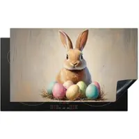MuchoWow HERDABDECKPLATTE Osterhase - Pastell - Eier Induktionsschutz 91.6x52.7 cm