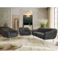 MKS Meble Couchgarnitur, Sofaset PIRS 1-1-3, Skandinavisches 3-Sitzer Sofa mit Sesseln, Sofa mit Wellenfederung, Buche Füße, Skandinavisch Design - Grau Cord