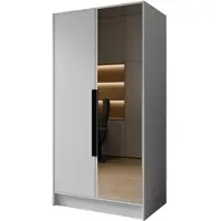 Masseno Drehtürenschrank RENVO 102/200/51 cm Modern Kleiderschrank 2-türig mit Spiegel Weiß