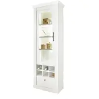 Furn.Design VITRINE weiß Pinie Landhaus, Vitrinenschrank mit Soft-Close und Beleuchtung