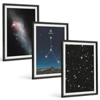 Tulup BILDER SET 3er Set - 40x60 cm Schwarzer Rahmen - Weltraumgalaxie-Konstellation Krebs