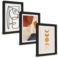 Tulup BILDER SET 3er Set - 20x30 cm Schwarzer Rahmen - Abstrakte Farbdekorationen