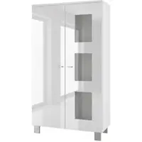 Vladon VITRINE Denjo Tür in Weiß Hochglanz