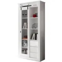 Furn.Design VITRINE weiß Hochglanz 93 x 201 cm, Vitrinenschrank inklusive LED-Beleuchtung