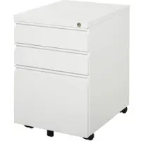 Vinsetto AKTENSCHRANK mit Rädern, konkavem Griff, für Home-Office, Stahl, Weiß
