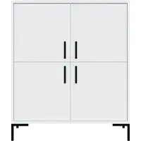 Beautysofa | Highboard SELENA 100 cm Weiß, Kommode mit 4 Türen – Moderne Kommode mit Metallbeinen 15 cm, Selbstschließend, Wohnzimmer