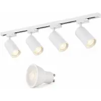 Silamp LED-Schienenleuchte, einphasig + 4 GU10-Spots, weiß - 200 cm - Warmweiß (2300K - 3500K)