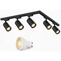 Silamp LED-Schienenleuchte, dreipolig, mit Befestigung, 5 GU10-Spots, schwarz - 300 cm - tralweiß (4000K - 5500K)