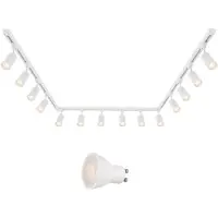 Silamp LED-Schienenleuchte, dreipolig, U-Form + 14 GU10-Spots, weiß - 800 cm - Kaltweiß (6000K - 8000K)