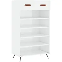 Helloshop26 - Moderne Schuhschrank praktische Aufbewahrung 60 x 35 x 105 cm aus weißem Hochglanz-Holz