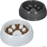 MamboCat 2er Set Anti-Schlingnapf Anton Ø23cm Grau Hunde Slow Feeder Futternapf Pfoten