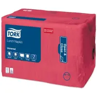 Tork Lunchserviette Rot, 1/4‐Falz, 1‐lagig, 32 cm × 32 cm, 8 × 500 Servietten, 5...