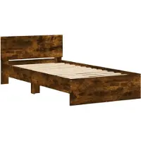 vidaXL Bettgestell mit Kopfteil Räuchereiche 100x200 cm Holzwerkstoff