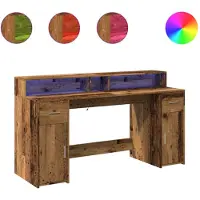 vidaXL LED-Schreibtisch Altholz-Optik 160x55x91 cm Holzwerkstoff