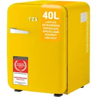 TZS First Austria - Retro Mini Kühlschrank 40L lautlos - Minibar im Vintage-Design mit Innenbeleuchtung & 2 Türfächern - Gelb