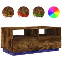 vidaXL Couchtisch mit LED-Leuchten Räuchereiche 90x49x40 cm
