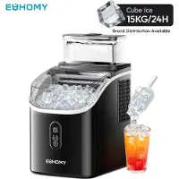 Euhomy Eiswürfelmaschine IM005-CBL, schwarz 16 Eiswürfel in 13 Minuten, selbstreinigend, Tank 2 Liter