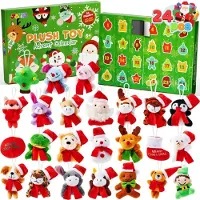 Joyin Adventskalender mit Plüsch 24 Tage Countdown Kalender Weihnachtsmützen Spielzeug für Kinder