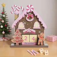 Sonstiges Adventskalender Weihnachtshaus Form Holz Wiederverwendbar Tischdeko 15x6,5x18cm