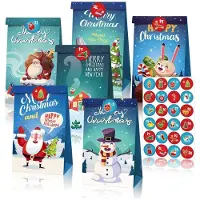Sonstiges Adventskalender zum Befüllen 24 Stück mit 48 Aufklebern 22 x 12 x 8 cm Kraftpapier 6 Designs