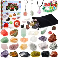 Joyin Adventskalender mit 24 Edelsteinen und Lupe für Kinder