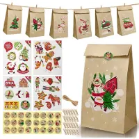Sonstiges Adventskalender zum Befüllen 2026, 24 DIY-Tüten mit Zahlen-Aufklebern, Juteschnur & Holzklammern