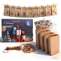 Sonstiges Adventskalender zum Befüllen 24 faltbare 3D Weihnachtshäuschen mit Zahlen-Modulen & Aufhängevorrichtung