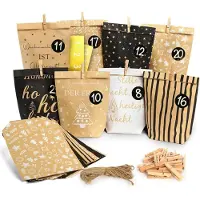Sonstiges Adventskalender zum Befüllen Set, Schwarz und Weiß, Kraftpapier, 8 Designs