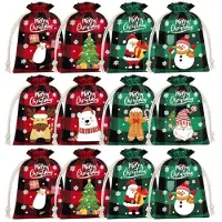 Sonstiges Weihnachtsbeutel 24 Stück Jute Kordelzug 10x15 cm für Süßigkeiten Adventskalender