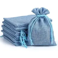 Sonstiges Adventskalender zum Befüllen, 24 Säckchen, Hellblau, 10 x 14 cm, Jute
