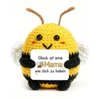 Sonstiges Gestrickte Biene Glücksbringer Pocket Hug für Mama, Handgefertigt aus Wolle & Baumwolle