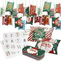 Sonstiges Adventskalender zum Befüllen, 24 Geschenkkartons, Kissenboxen, mit Stickern & Juteschnur