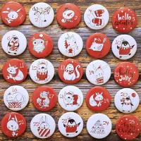 Sonstiges Adventskalender Zahlen Buttons 1-25 zum Basteln, Ø 3,2 cm, Rot, 25 Stück