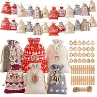 Sonstiges Adventskalender zum Befüllen Rot 24 Stoffbeutel mit Zahlen DIY Weihnachtsdekoration Groß